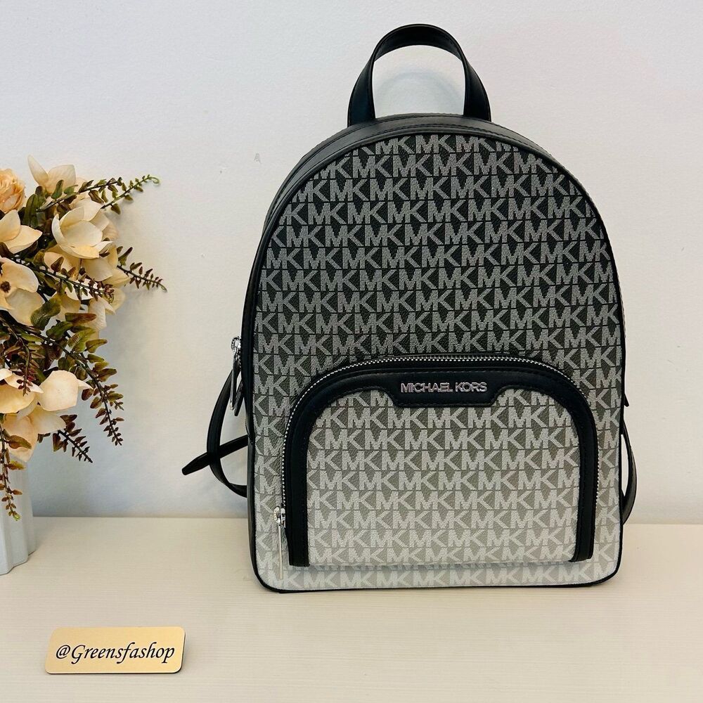 Michael Kors Jaycee Medium Ombré Signature Logo Backpack Black